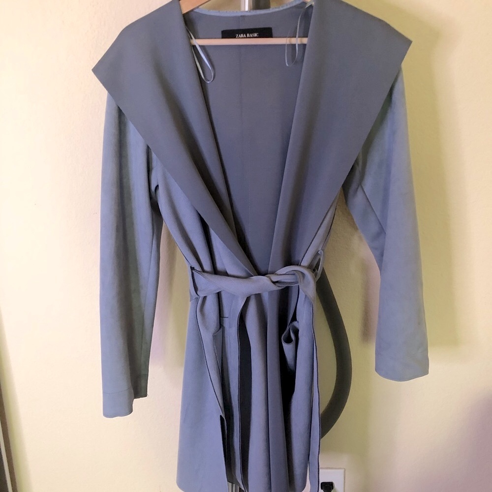 Zara Light Blue Wrap Coat, Size S